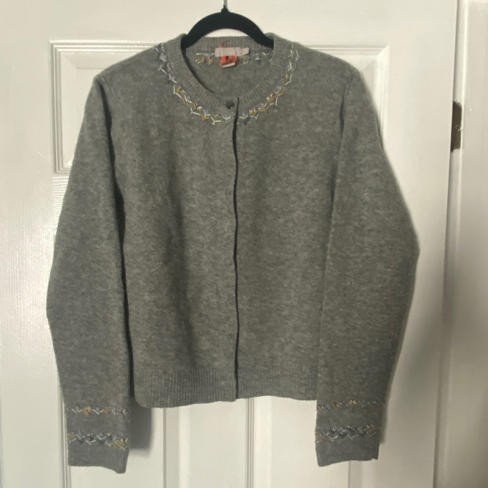 J Crew Cardigan Sweater with embroidery